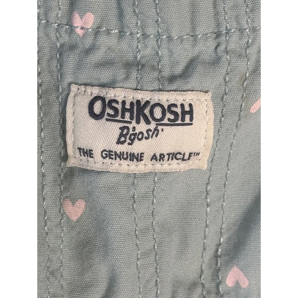OshKosh Bgosh Kids Light Blue Pink Heart Print Vestbak Bib Overalls